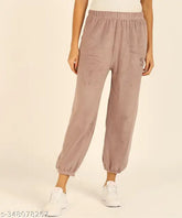 Soft & thick woolen fleece fluffy lower track pants, perfect for winter. Breathable, stylish, and machine washable